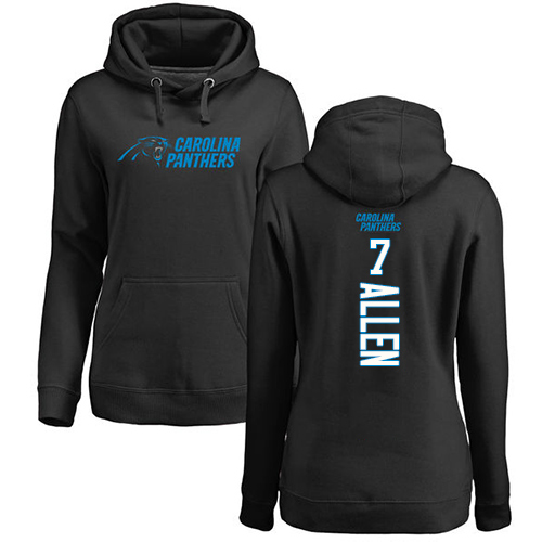 Carolina Panthers Black Women Kyle Allen Backer NFL Football #7 Pullover Hoodie Sweatshirts->women nfl jersey->Women Jersey